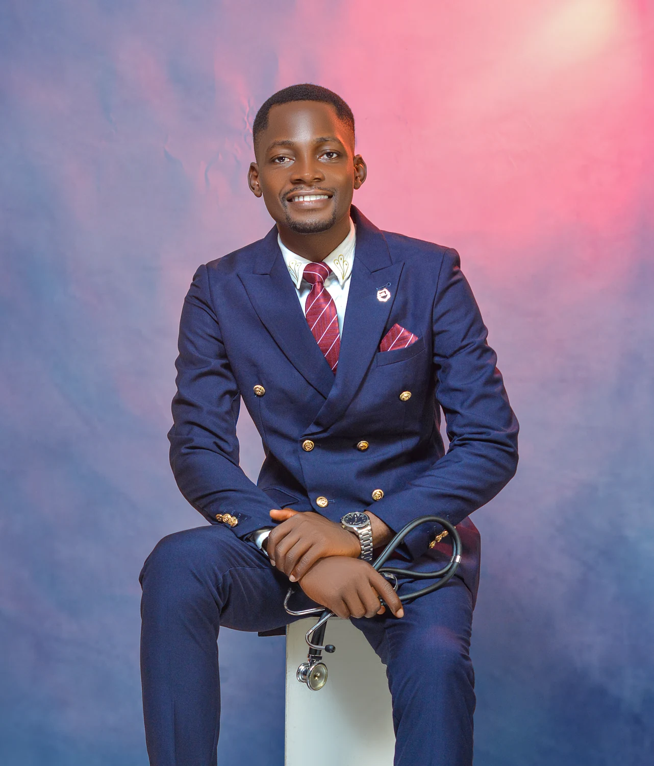 Portrait of Dr. Iortyom, Aondongu Theophilus, Lead Dentist and Founder of CALVI Dental Care